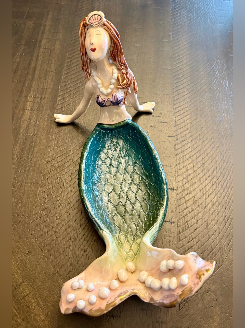 Mermaid Trinket Dish - Teal and Pink Decorative Catchall